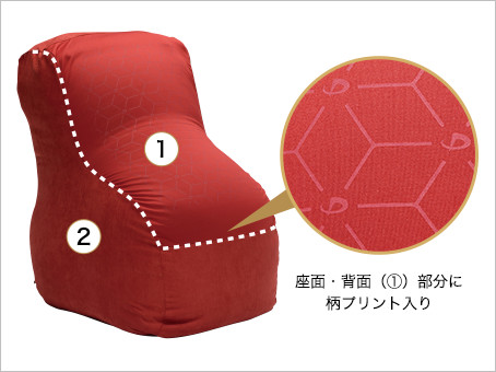 座面・背面部分に柄プリント入り